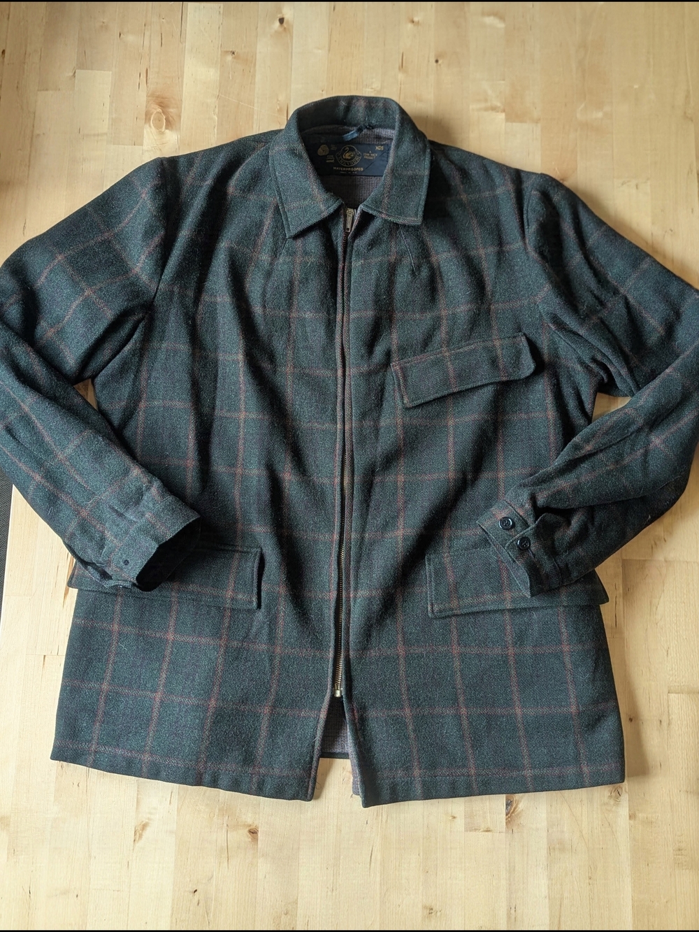 Vintage SWANNDRI WaterproofedWool Mens Jacket XOS Green Plaid Tartan Bush Jacket